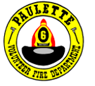 Logo for Paulette Volunteer Fire Department where Chris Whaley was a firefighter, assistant chief and board member